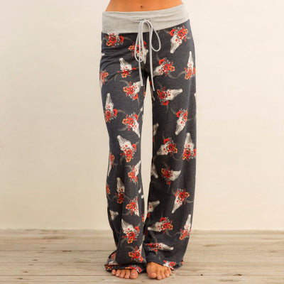 Womens Cozy Print Floral Sweatpants