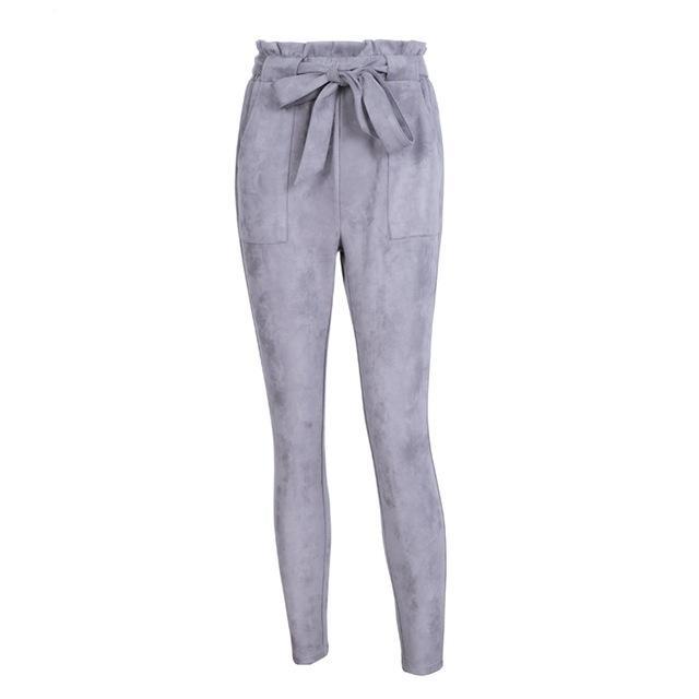 Chic Casual suede high waist pencil pants