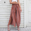 High waist split stripe wide leg pants