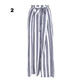 High waist split stripe wide leg pants