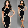 Classy Color block Optical Illusion Bodycon Office Work Party Dress