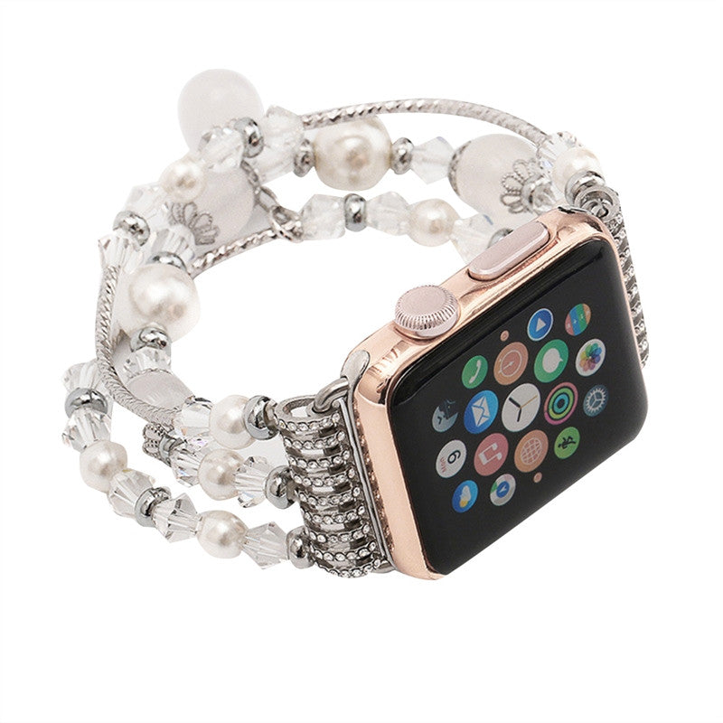 Women Handmade Elastic Stretch Beaded Natural Stone Bracelet for Apple Watch