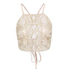 Elegant backless embroidery lace crop top