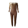 Boho Chic Off The Shoulder Velvet Jumpsuit Champagne