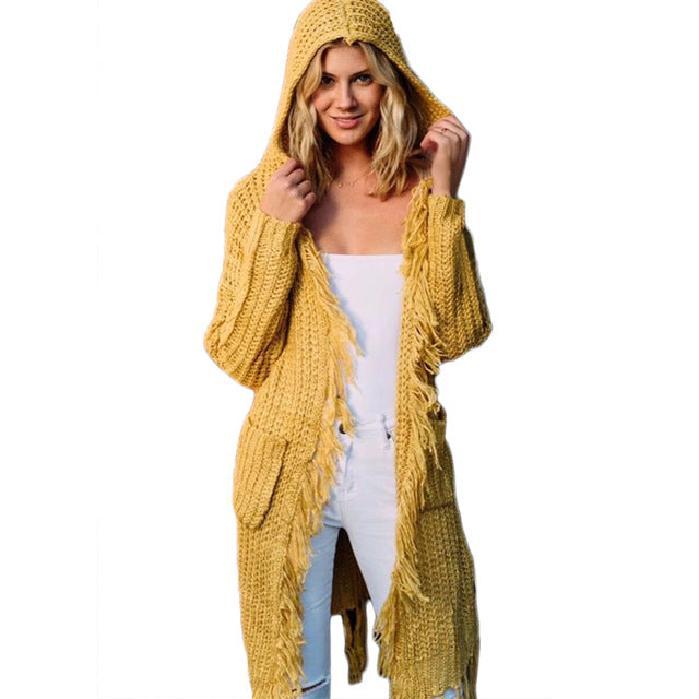Long Yellow Knit Duster Cardigain