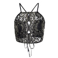 Elegant backless embroidery lace crop top