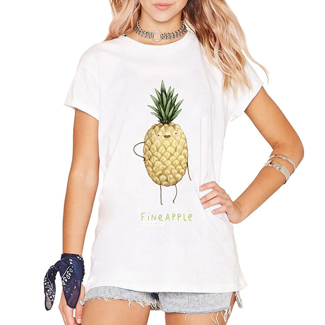 New Wome's  Round Neck Stylish "Pineapple" Printed T Shirt