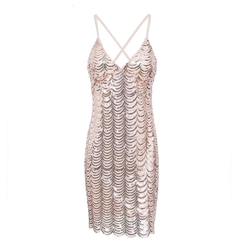 Sequin strap backless party / Club Dress