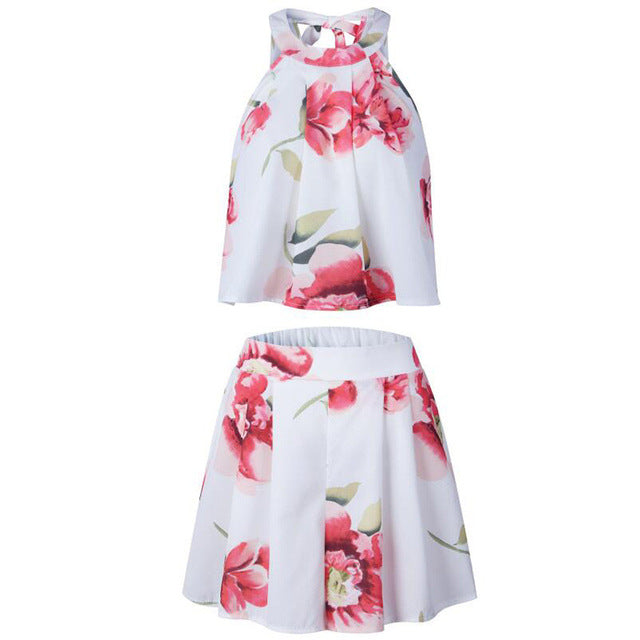 Two piece Floral  Bohemian Beach Casual Playsuit