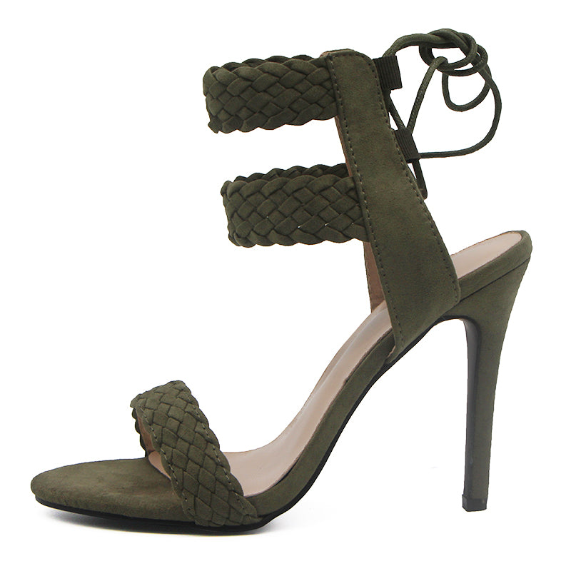 Double Ankle Strap open Toe Womens High Heels