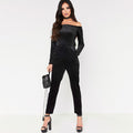 Elegant Off The  Shoulder Velvet Jumpsuit