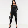 Elegant Off The  Shoulder Velvet Jumpsuit