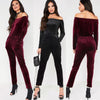 Elegant Off The  Shoulder Velvet Jumpsuit