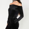 Elegant Off The  Shoulder Velvet Jumpsuit