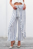 Sassy beach ruffle striped High waist casual trousers