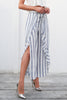 Sassy beach ruffle striped High waist casual trousers