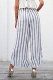 Sassy beach ruffle striped High waist casual trousers