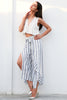 Sassy beach ruffle striped High waist casual trousers