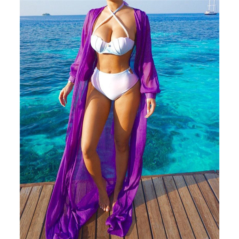Long sleeve sheer Beach Cover up