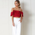 Sassy Ruffle Off The Shoulder Crop Top