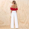Sassy Ruffle Off The Shoulder Crop Top