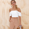 Sassy Ruffle Off The Shoulder Crop Top