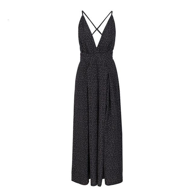 Board Walk Spring v neck backless Floral jumpsuit