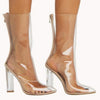 Pointed Toe Crystal Heel Transparent Women Boots Mid Calf