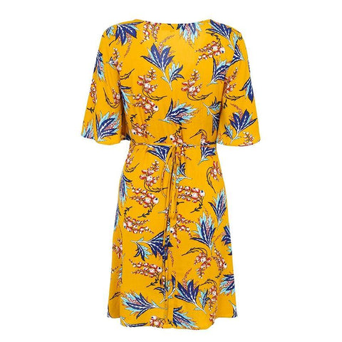 Casual Hawaiian boho wrap summer dress