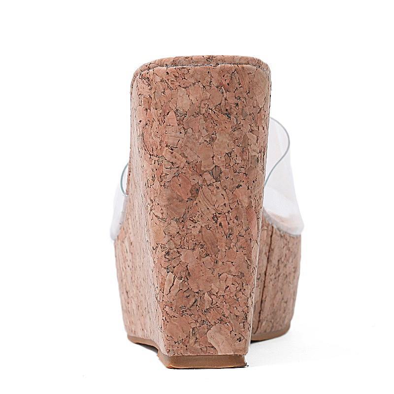 Transparent Cork bottom Wedge Shoe