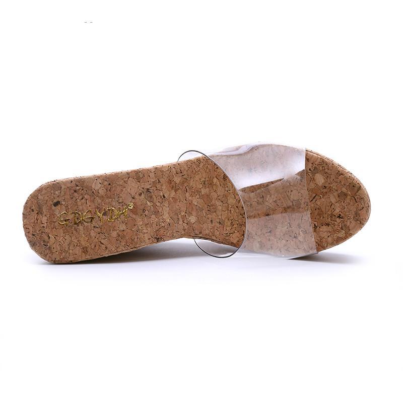 Transparent Cork bottom Wedge Shoe