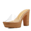 Stylish Clear Transparent Thick High Heels Platform Slipper