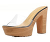 Stylish Clear Transparent Thick High Heels Platform Slipper