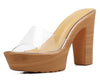 Stylish Clear Transparent Thick High Heels Platform Slipper