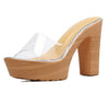 Stylish Clear Transparent Thick High Heels Platform Slipper