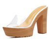 Stylish Clear Transparent Thick High Heels Platform Slipper