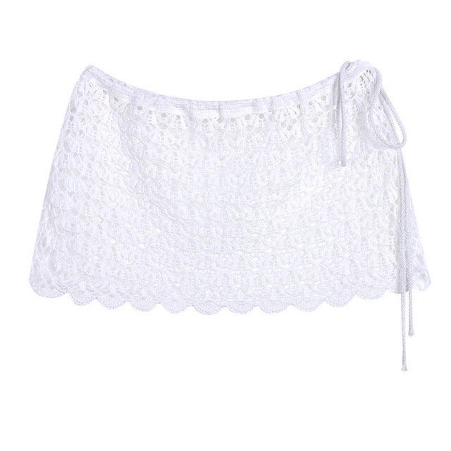 White Knit Beach Cover Up Skirt