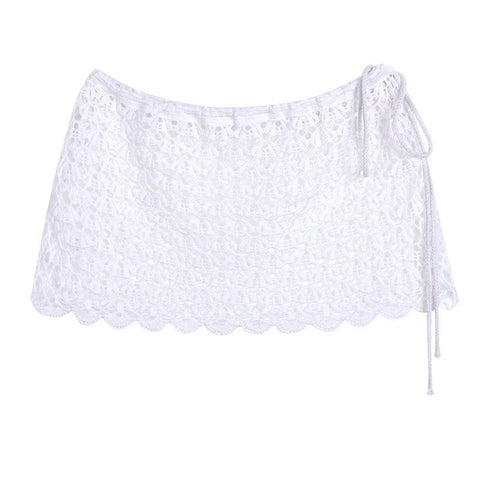 White Knit Beach Cover Up Skirt