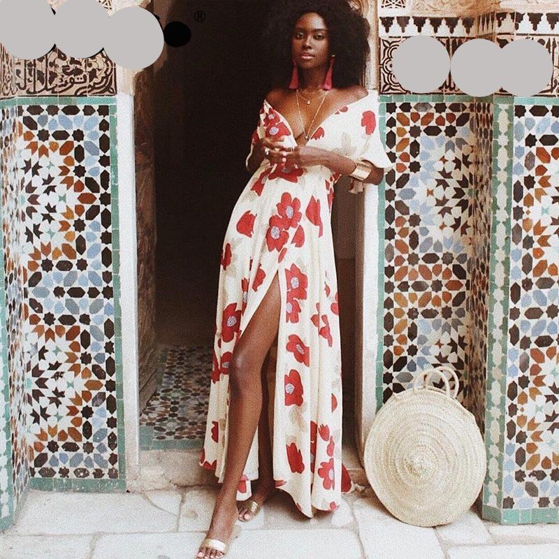Sexy Vacation Floral Beach maxi dress