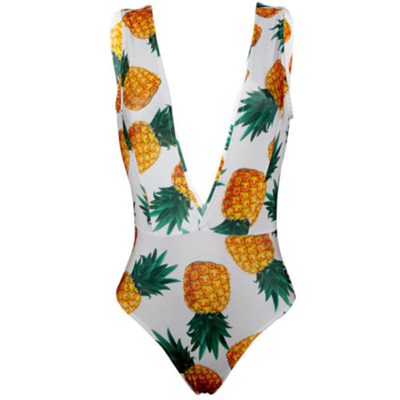 Deep V-neck Pineapple Bathing suit / Bodysuit