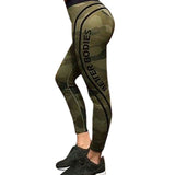 CAMOUFLAGE QUICK DRY LETTER PRINTED YOGA / FITNESS PANTS